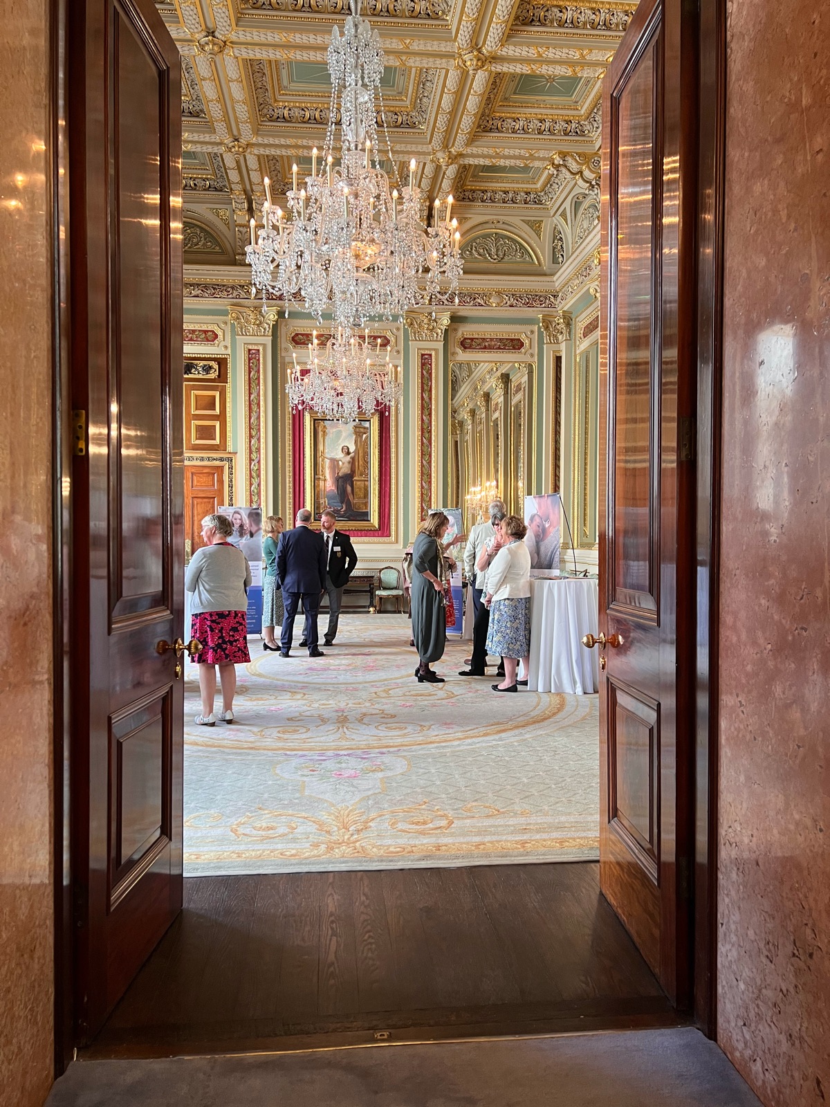 Draper's Hall in London corporate event - view through a doorway