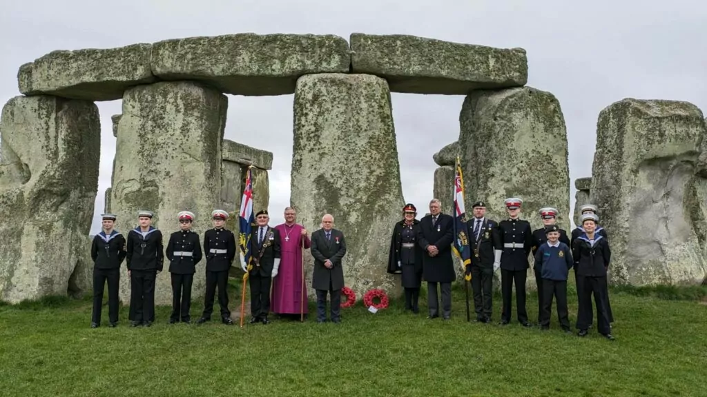 Group including Bishop of Salisbury HM Lord Lieutenant of Wiltshire and others mark 80 years since the loss of HMS Stonehenge